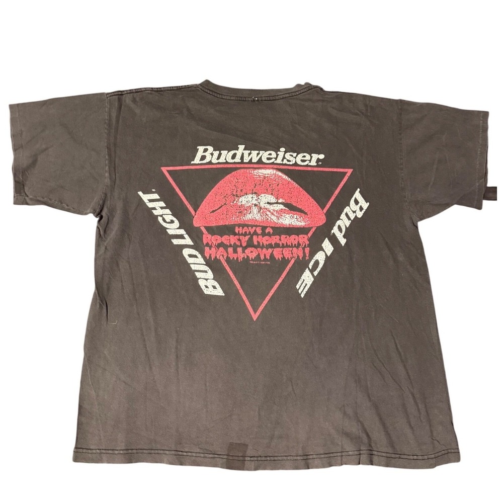 Vintage 1998 Budweiser Rocky Horror Halloween T Shirt XL Bud Light Pyramid USA